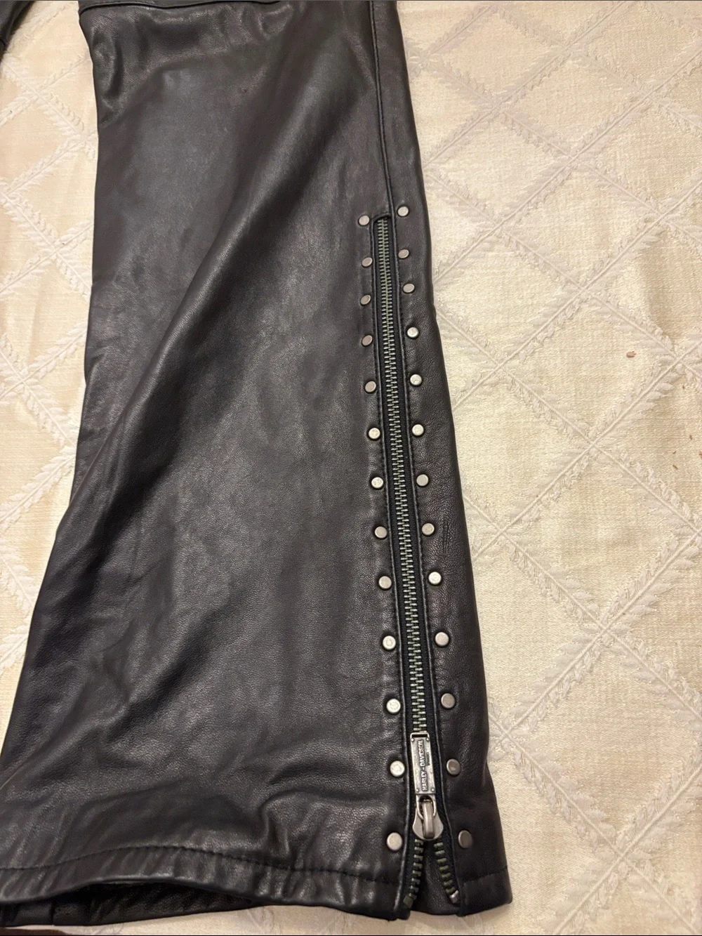 Ladies Vintage Harley Davidson heavy leather riding pants